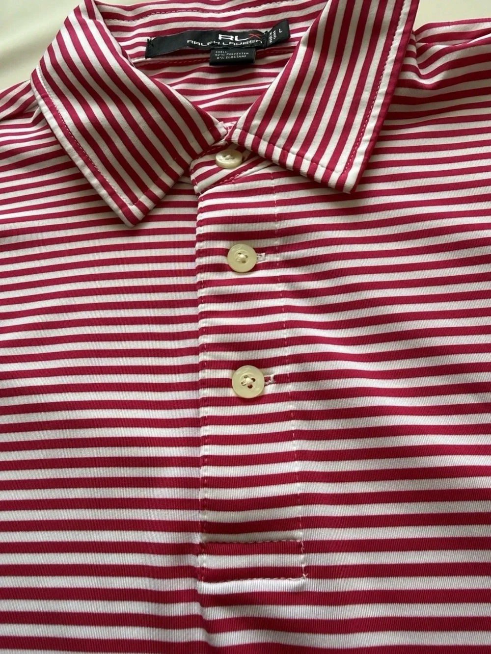 Ralph Lauren RLX Performance Golf Polo with Embroidered Sleeve Logo - Red/White